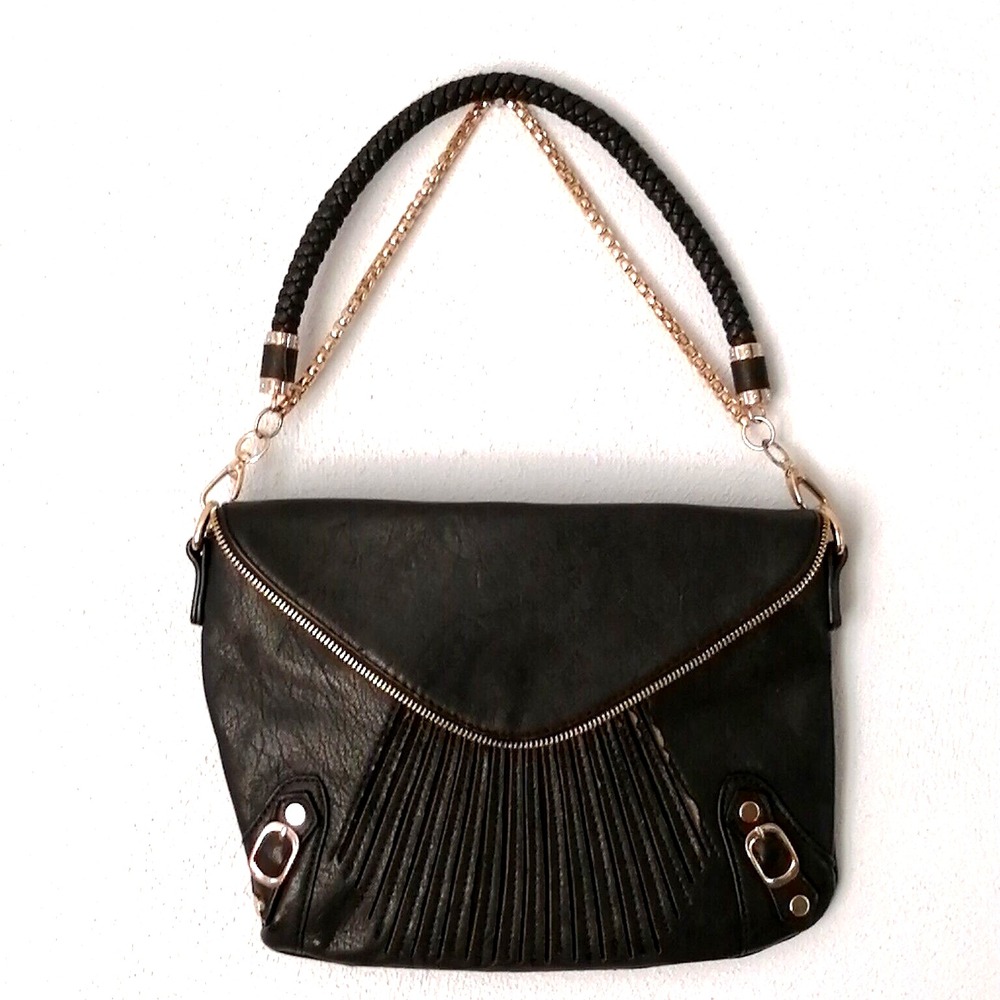 Urban Expressions Purse Womens Black M Handbag  Zip & Snap Close Double Straps - Picture 4 of 13